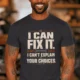 Sarcastic Mechanic T‑Shirt – "I Can Fix It. I Can't Explain Your Choices" Vintage Mechanic Shirt - DIY Repair Tee — dark-grey t-shirt, model photo | Pressure Tested Co