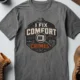 Funny HVAC Tech Tee "I Fix Comfort Crimes" — Furnace and Air Tech Work Tee — deep-heather — Flat-lay Funny HVAC Tech Tee "I Fix Comfort Crimes" — Furnace and Air Tech Work Tee — deep-heather t-shirt, flat-lay product photo | Pressure Tested Co