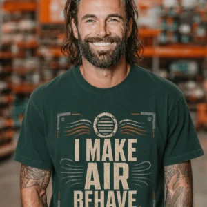 I Make Air Behave T-Shirt — HVAC Technician Vintage Tee, Heating, Cooling, funny trade shirt