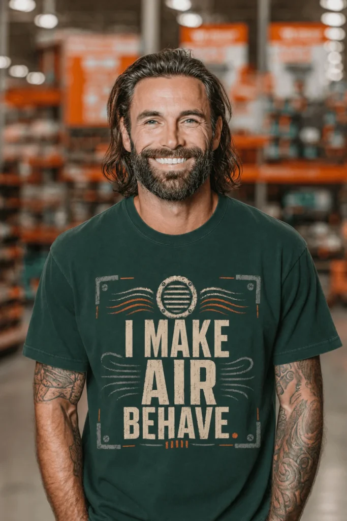 I Make Air Behave T-Shirt — HVAC Technician Vintage Tee, Heating, Cooling, funny trade shirt