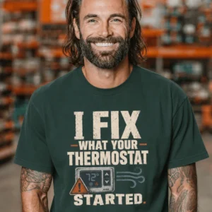 Funny HVAC Shirt, "I Fix What Your Thermostat Started" T-Shirt - Image 18