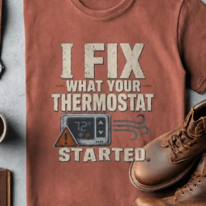 Funny HVAC Shirt, "I Fix What Your Thermostat Started" T-Shirt - Image 21