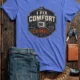 Funny HVAC Tech Tee "I Fix Comfort Crimes" — Furnace and Air Tech Work Tee — heather-columbia-blue — Flat-lay Funny HVAC Tech Tee "I Fix Comfort Crimes" — Furnace and Air Tech Work Tee — heather-columbia-blue t-shirt, flat-lay product photo | Pressure Tested Co