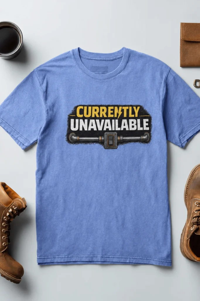 Electrician T-Shirt — "Currently Unavailable" Funny Vintage Tradesman Tee