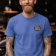 I Fix What You Ignored T-Shirt — Mechanic Wrench Tool Shirt for Technicians & DIYers — heather-columbia-blue — Model I Fix What You Ignored T-Shirt — Mechanic Wrench Tool Shirt for Technicians & DIYers — heather-columbia-blue t-shirt, model photo | Pressure Tested Co