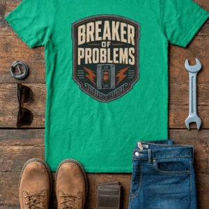Funny Electrician Tech T‑Shirt - "Breaker Of Problems" — Retro Circuit Breaker Graphic Tee - Image 31