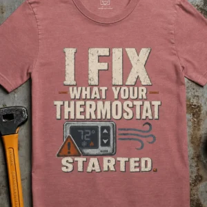 Funny HVAC Shirt, "I Fix What Your Thermostat Started" T-Shirt - Image 23