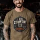Funny HVAC Tech Tee "I Fix Comfort Crimes" — Furnace and Air Tech Work Tee — heather-olive — Model Funny HVAC Tech Tee "I Fix Comfort Crimes" — Furnace and Air Tech Work Tee — heather-olive t-shirt, model photo | Pressure Tested Co