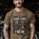 HVAC Technician T‑Shirt — "If It Blows, Leaks, Freezes or Burns I'm In" Retro Tradesmen Tee — heather-olive — Model HVAC Technician T‑Shirt — "If It Blows, Leaks, Freezes or Burns I'm In" Retro Tradesmen Tee — heather-olive t-shirt, model photo | Pressure Tested Co