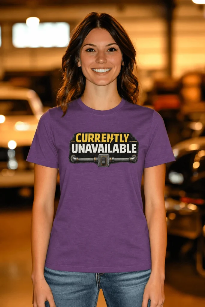 Electrician T-Shirt — "Currently Unavailable" Funny Vintage Tradesman Tee