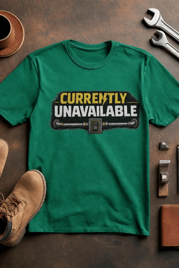 Electrician T-Shirt — "Currently Unavailable" Funny Vintage Tradesman Tee