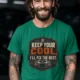 Funny HVAC Tee Shirt "Keep Your Cool. I'll Fix The Rest." T-Shirt – Vintage GraphicTee — kelly — Model Funny HVAC Tee Shirt "Keep Your Cool. I'll Fix The Rest." T-Shirt – Vintage GraphicTee — kelly t-shirt, model photo | Pressure Tested Co