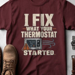 Funny HVAC Shirt, "I Fix What Your Thermostat Started" T-Shirt - Image 25