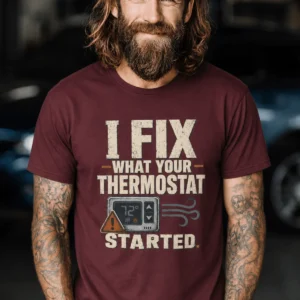 Funny HVAC Shirt, "I Fix What Your Thermostat Started" T-Shirt - Image 24