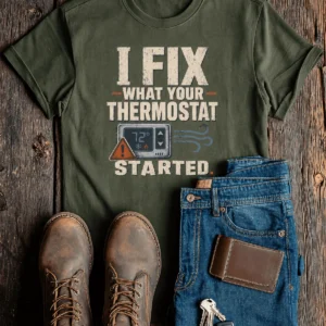 Funny HVAC Shirt, "I Fix What Your Thermostat Started" T-Shirt - Image 27