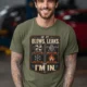 HVAC Technician T‑Shirt — "If It Blows, Leaks, Freezes or Burns I'm In" Retro Tradesmen Tee — military-green — Model HVAC Technician T‑Shirt — "If It Blows, Leaks, Freezes or Burns I'm In" Retro Tradesmen Tee — military-green t-shirt, model photo | Pressure Tested Co