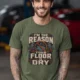 Plumber T‑Shirt – "I'm the Reason Your Floor Is Dry" Vintage Plumbing Tee — military-green — Model Plumber T‑Shirt – "I'm the Reason Your Floor Is Dry" Vintage Plumbing Tee — military-green t-shirt, model photo | Pressure Tested Co