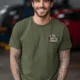 I Fix What You Ignored T-Shirt — Mechanic Wrench Tool Shirt for Technicians & DIYers — military-green — Model I Fix What You Ignored T-Shirt — Mechanic Wrench Tool Shirt for Technicians & DIYers — military-green t-shirt, model photo | Pressure Tested Co