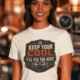 Funny HVAC Tee Shirt "Keep Your Cool. I'll Fix The Rest." T-Shirt – Vintage GraphicTee — natural — Model Funny HVAC Tee Shirt "Keep Your Cool. I'll Fix The Rest." T-Shirt – Vintage GraphicTee — natural t-shirt, model photo | Pressure Tested Co