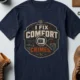 Funny HVAC Tech Tee "I Fix Comfort Crimes" — Furnace and Air Tech Work Tee — navy — Flat-lay Funny HVAC Tech Tee "I Fix Comfort Crimes" — Furnace and Air Tech Work Tee — navy t-shirt, flat-lay product photo | Pressure Tested Co
