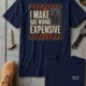 Funny Electrician Tech Tee - Back "I Make Bad Wiring Expensive" — Front "Wired For Success" Vintage Work Tee — navy — Flat-lay Funny Electrician Tech Tee - Back "I Make Bad Wiring Expensive" — Front "Wired For Success" Vintage Work Tee — navy t-shirt, flat-lay product photo | Pressure Tested Co