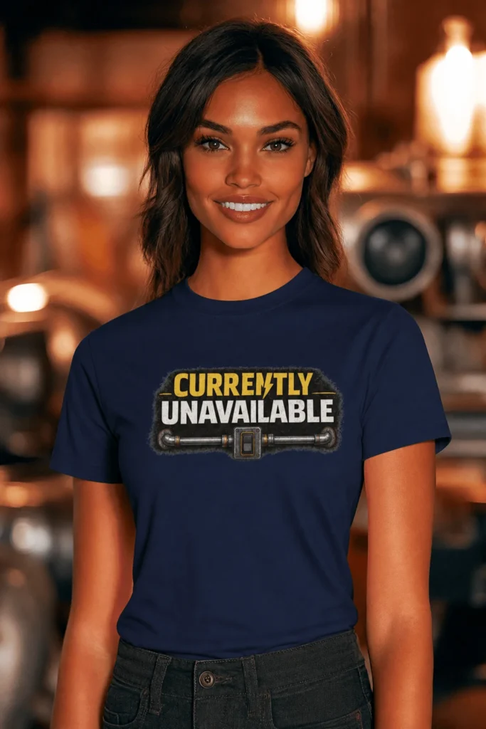 Electrician T-Shirt — "Currently Unavailable" Funny Vintage Tradesman Tee