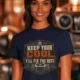 Funny HVAC Tee Shirt "Keep Your Cool. I'll Fix The Rest." T-Shirt – Vintage GraphicTee — navy — Model Funny HVAC Tee Shirt "Keep Your Cool. I'll Fix The Rest." T-Shirt – Vintage GraphicTee — navy t-shirt, model photo | Pressure Tested Co