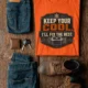 Funny HVAC Tee Shirt "Keep Your Cool. I'll Fix The Rest." T-Shirt – Vintage GraphicTee — orange — Flat-lay Funny HVAC Tee Shirt "Keep Your Cool. I'll Fix The Rest." T-Shirt – Vintage GraphicTee — orange t-shirt, flat-lay product photo | Pressure Tested Co