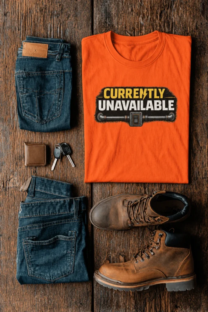Electrician T-Shirt — "Currently Unavailable" Funny Vintage Tradesman Tee