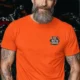 I Fix What You Ignored T-Shirt — Mechanic Wrench Tool Shirt for Technicians & DIYers — orange — Model I Fix What You Ignored T-Shirt — Mechanic Wrench Tool Shirt for Technicians & DIYers — orange t-shirt, model photo | Pressure Tested Co