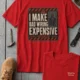 Funny Electrician Tech Tee - Back "I Make Bad Wiring Expensive" — Front "Wired For Success" Vintage Work Tee — red — Flat-lay Funny Electrician Tech Tee - Back "I Make Bad Wiring Expensive" — Front "Wired For Success" Vintage Work Tee — red t-shirt, flat-lay product photo | Pressure Tested Co