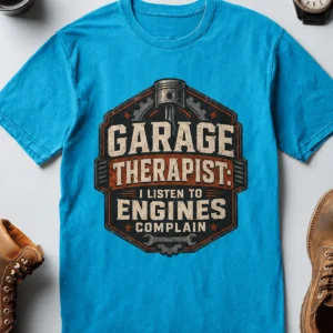 Funny Mechanic Repair Graphic Tee - "Garage Therapist. I Listen To Engines Complain." - Image 20