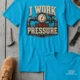 Funny Plumber Repair Graphic Tee "I Work Under Pressure" Back - "Plumbing Systems Diagnostician" Front — sapphire t-shirt, flat-lay product photo | Pressure Tested Co
