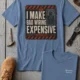 Funny Electrician Tech Tee - Back "I Make Bad Wiring Expensive" — Front "Wired For Success" Vintage Work Tee — steel-blue — Flat-lay Funny Electrician Tech Tee - Back "I Make Bad Wiring Expensive" — Front "Wired For Success" Vintage Work Tee — steel-blue t-shirt, flat-lay product photo | Pressure Tested Co