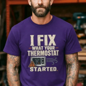 Funny HVAC Shirt, "I Fix What Your Thermostat Started" T-Shirt