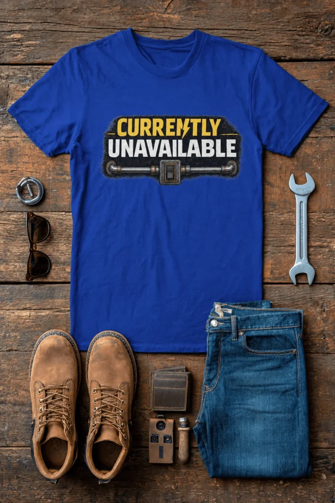 Electrician T-Shirt — "Currently Unavailable" Funny Vintage Tradesman Tee