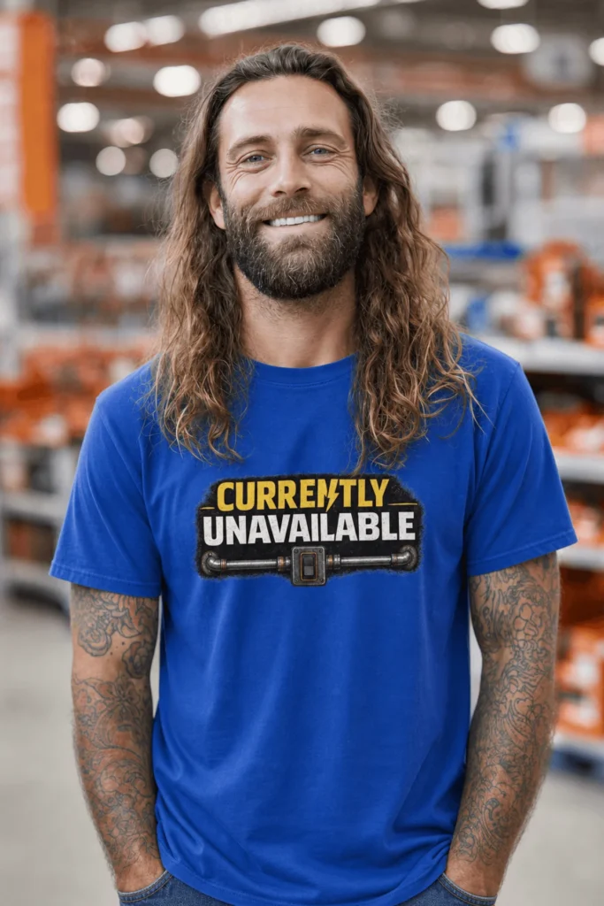 Electrician T-Shirt — "Currently Unavailable" Funny Vintage Tradesman Tee