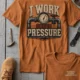 Funny Plumber Repair Graphic Tee "I Work Under Pressure" Back - "Plumbing Systems Diagnostician" Front — yam t-shirt, flat-lay product photo | Pressure Tested Co