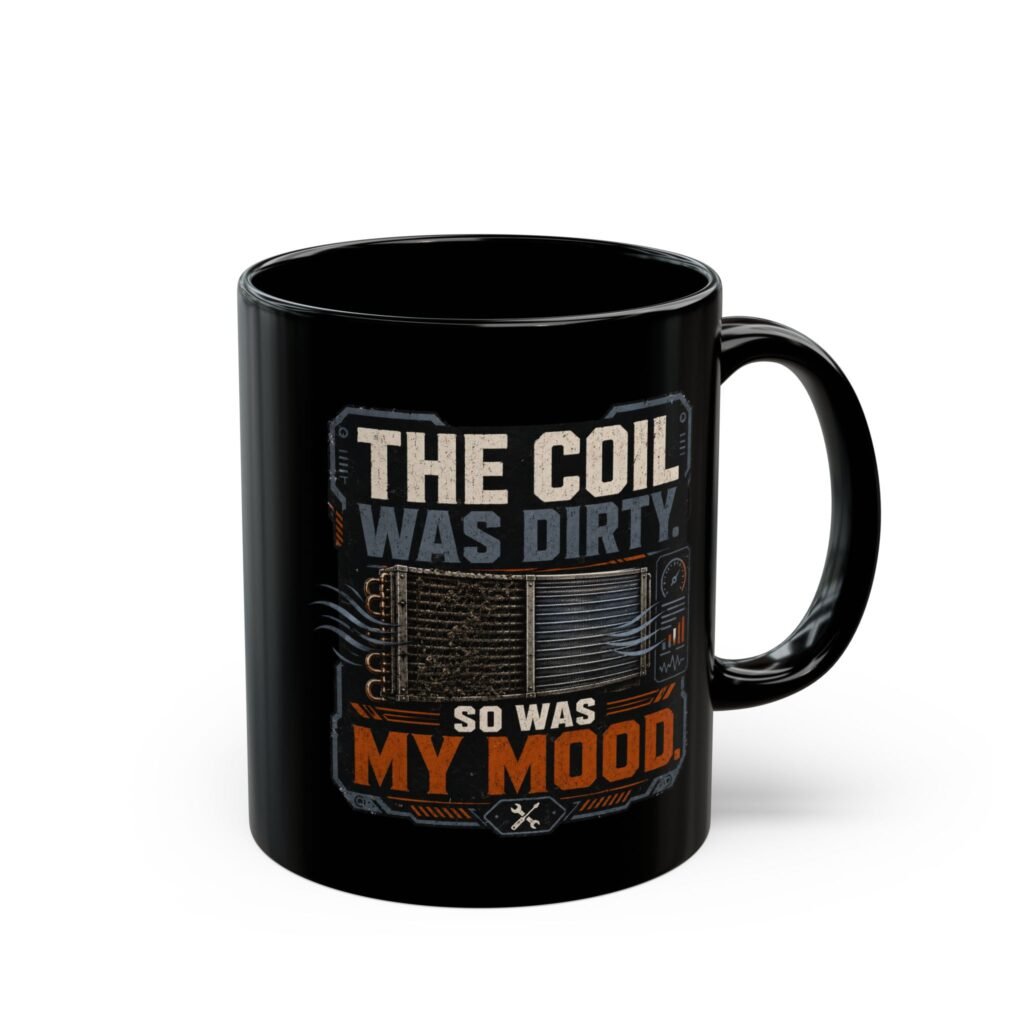 Mug - "The Coil Was Dirty, So Was My Mood" Black Coffee Mug (11oz/15oz) — Funny HVAC Technician Gift