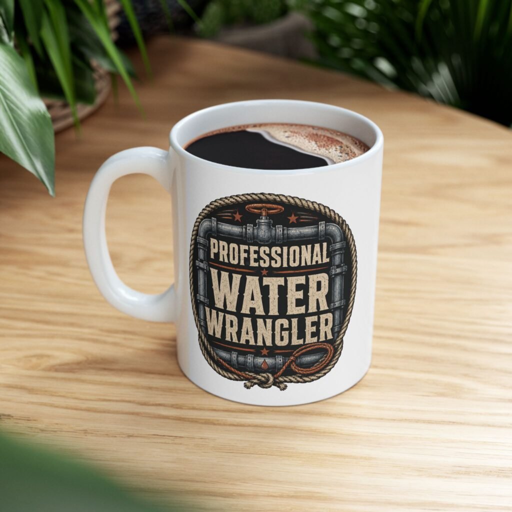 Plumber's Pride Ceramic Mug — "Professional Water Wrangler" Design (11oz / 15oz)