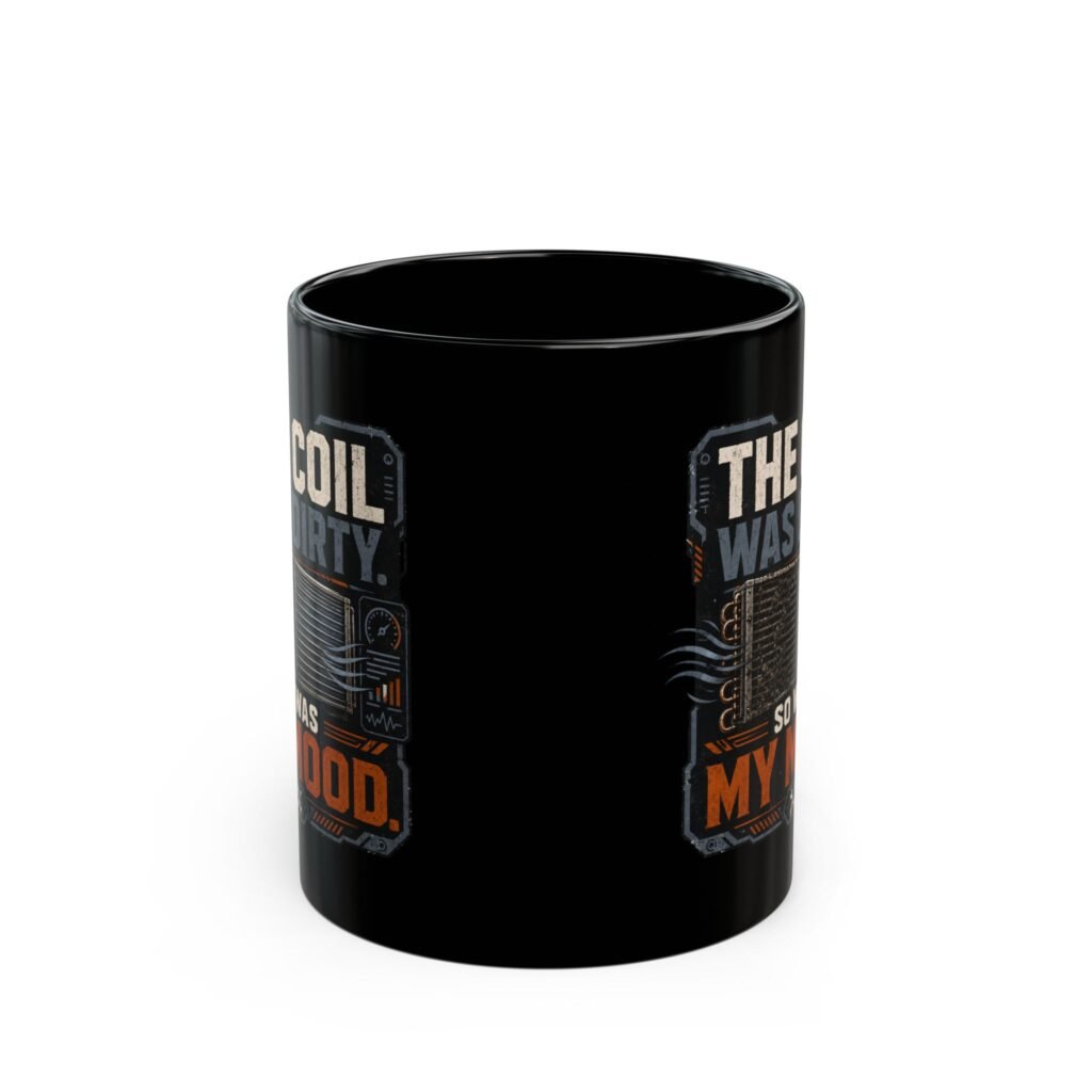 Mug - "The Coil Was Dirty, So Was My Mood" Black Coffee Mug (11oz/15oz) — Funny HVAC Technician Gift