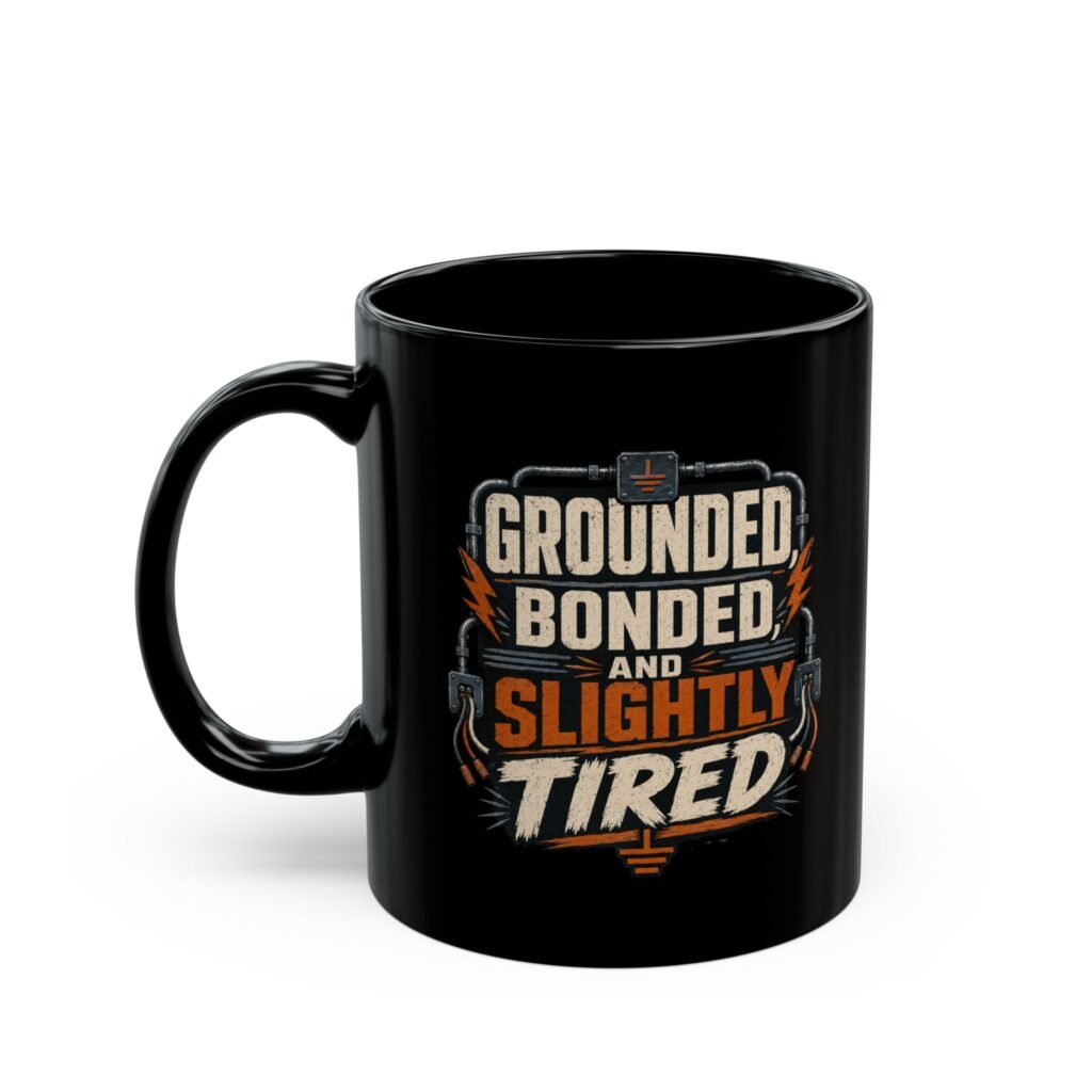 Grounded, Bonded and Slightly Tired Coffee Mug — Funny Mechanic/Worker Gift (11oz, 15oz)