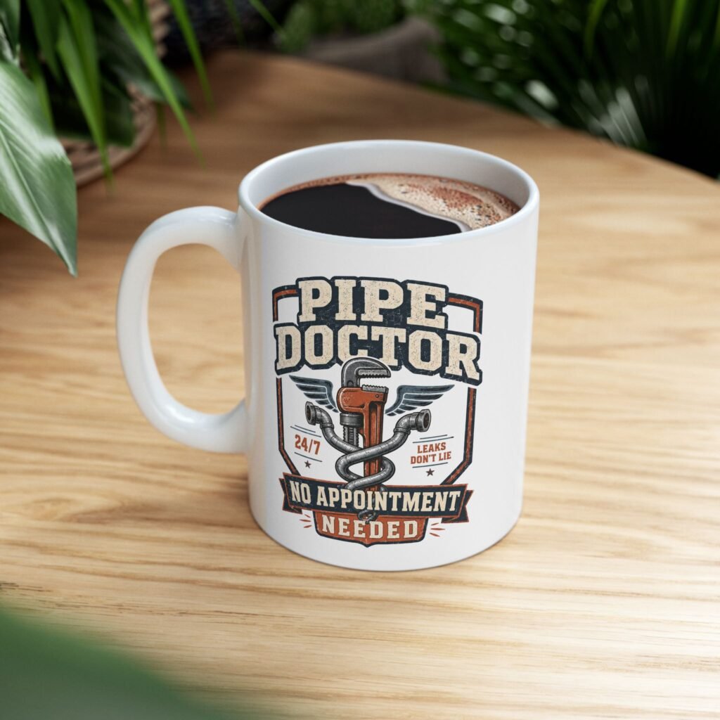 Plumber Mug — "Pipe Doctor. No Appointment Needed" Ceramic Coffee Cup (11oz and 15oz)
