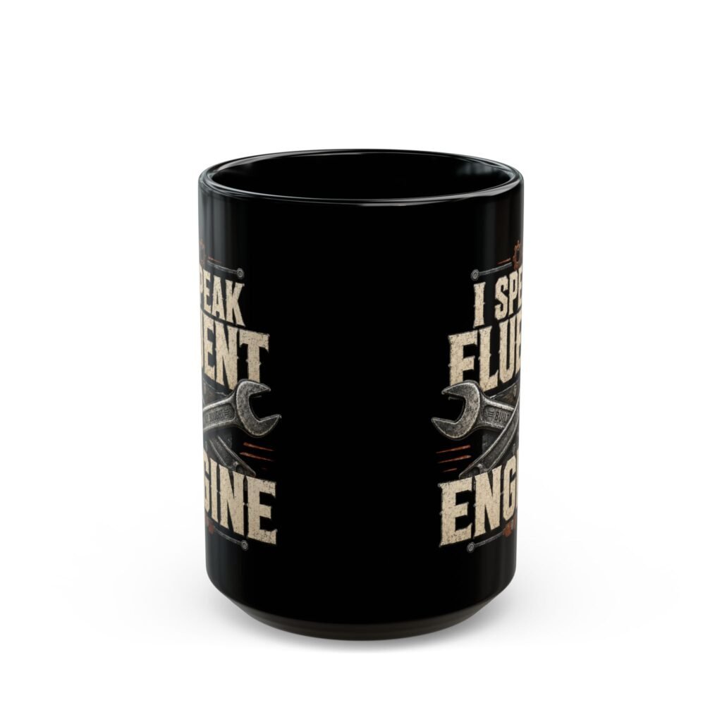 I Speak Fluent Engine Black Mug — Mechanic Coffee Cup (11oz/15oz)