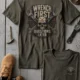 Wrench First Tee — "Wrench First, Questions Later" Mechanic Skull T-Shirt — army t-shirt, flat-lay product photo | Pressure Tested Co
