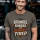 Grounded, Bonded and Slightly Tired Graphic Tee — Funny Electrical Worker Shirt — army t-shirt, model photo | Pressure Tested Co