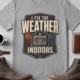 Funny HVAC Technician Tee - “I Fix The Weather Indoors.” Cooling/Furnace Shop Work Shirt — athletic-heather — Flat-lay Funny HVAC Technician Tee - “I Fix The Weather Indoors.” Cooling/Furnace Shop Work Shirt — athletic-heather t-shirt, flat-lay product photo | Pressure Tested Co