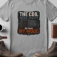HVAC Technician Tee — “THE COIL WAS DIRTY. SO WAS MY MOOD.” — athletic-heather — Flat-lay HVAC Technician Tee — “THE COIL WAS DIRTY. SO WAS MY MOOD.” — athletic-heather t-shirt, flat-lay product photo | Pressure Tested Co