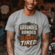 Grounded, Bonded and Slightly Tired Graphic Tee — Funny Electrical Worker Shirt — athletic-heather t-shirt, model photo | Pressure Tested Co