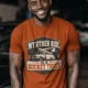 Bucket Truck T-Shirt - “My Other Ride Is A Bucket Truck” Utility Crew/Electrician Tee — autumn t-shirt, model photo | Pressure Tested Co